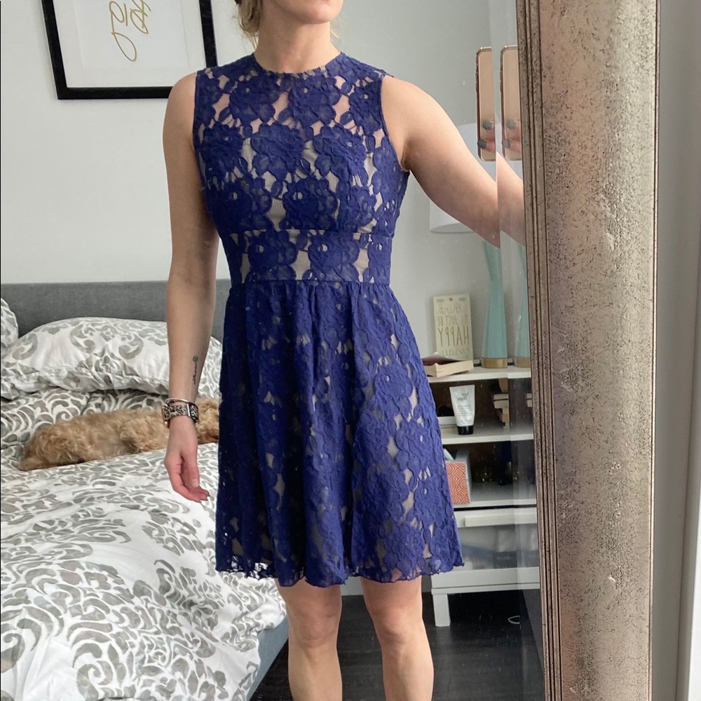Lovely blue lace cocktail dress